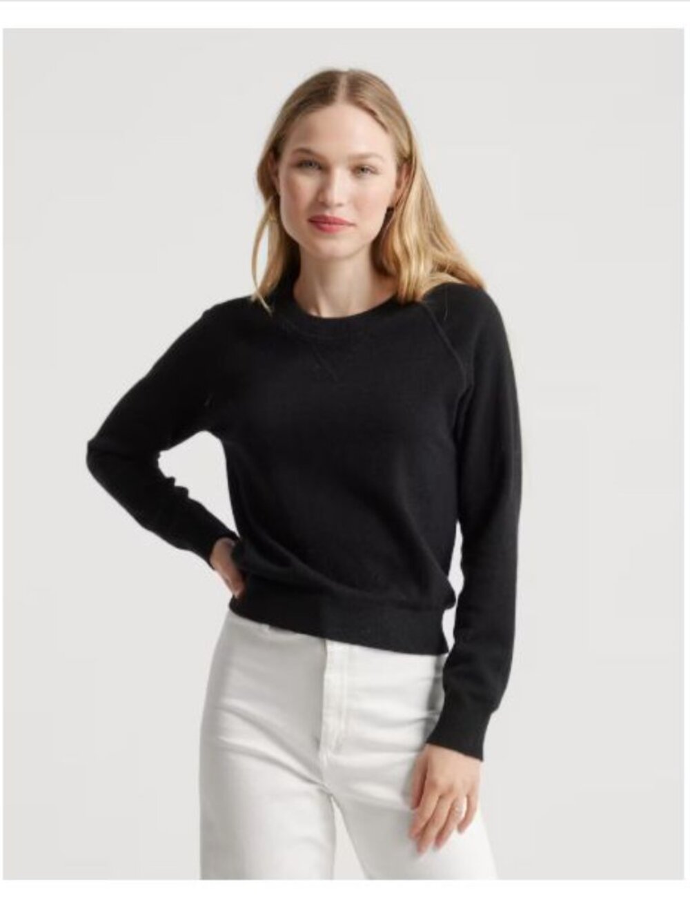 NWT QUINCE 100% Cashmere Sweatshirt Sweater BLACK Small